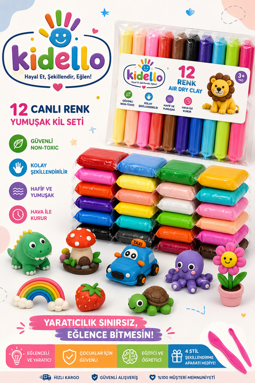 Kidello™ Yumuşak Kil Seti | Çocuklar İçin Eğitici Oyun & Sevgililer İçin Date Aktivitesi